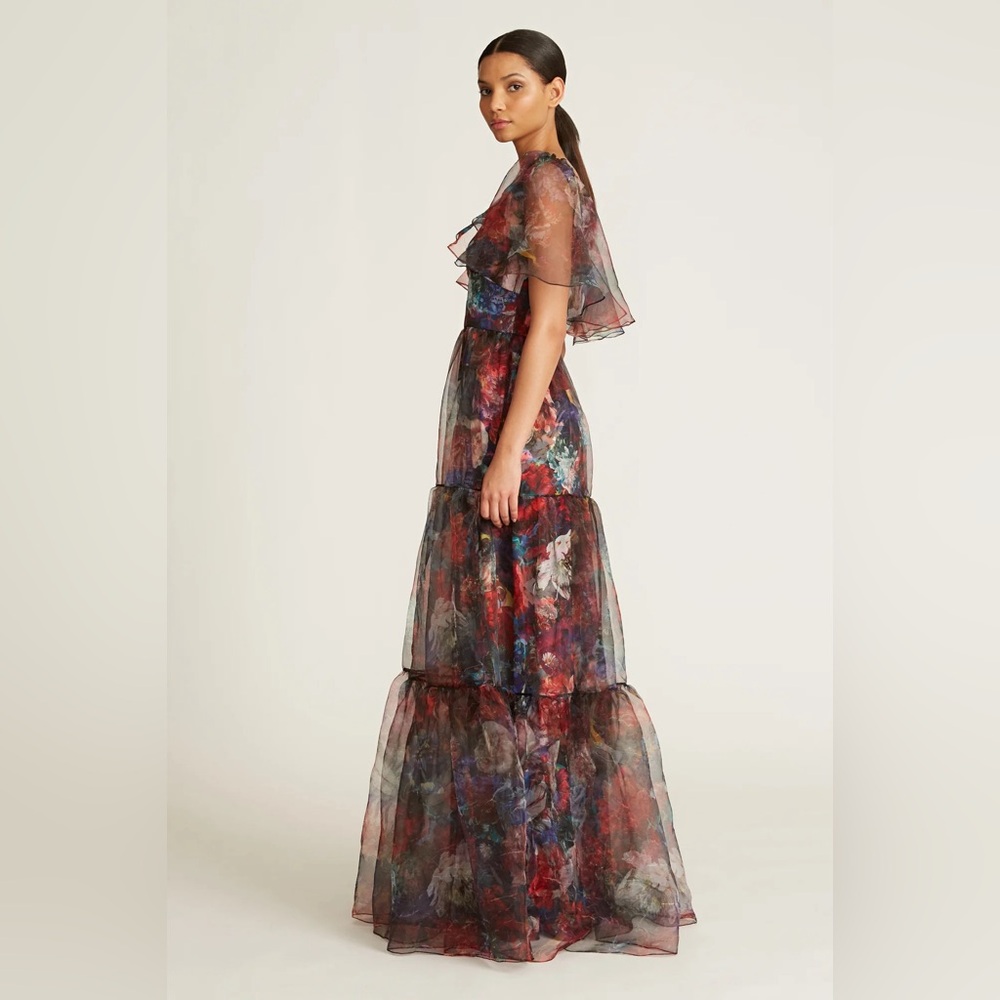 Theia Darla Scoop Neck Multicolor Floral Gown $845 - Picture 3 of 8